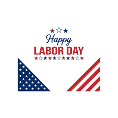 Obraz premium Happy Labor Day Banner Design with American Flag Corners and Stars