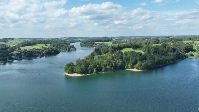 Aerial view of the Bever Reservoir in the Oberbergischer Kreis district of North Rhine-Westphalia. H&uuml;ckeswagen, Germany.