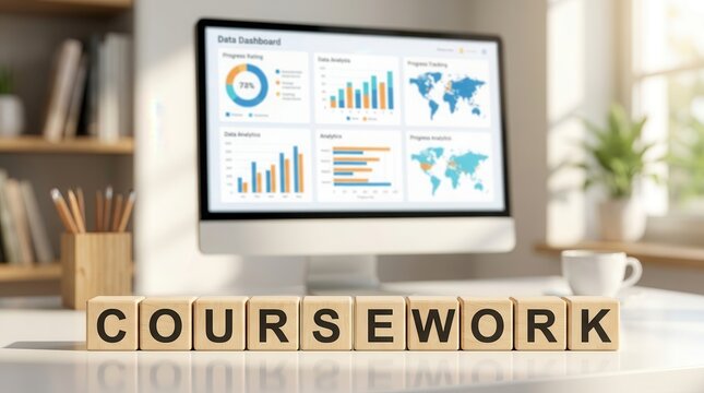 Organizing assignments and deadlines using a coursework planner and progress tracking in an online learning system.