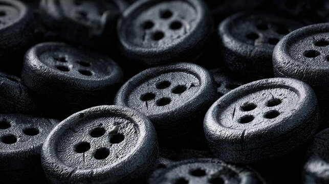 Extreme macro texture of hundreds of identical sewing buttons densely covering the frame, repeating circular forms and tiny holes, matte plastic