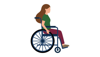 Fototapeta premium Young woman sitting in a wheelchair vector illustration representing accessibility and disability isolated on white background