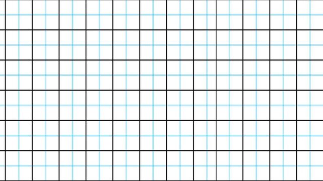 Graph paper grid line background animation, blue and black math notebook texture, loop