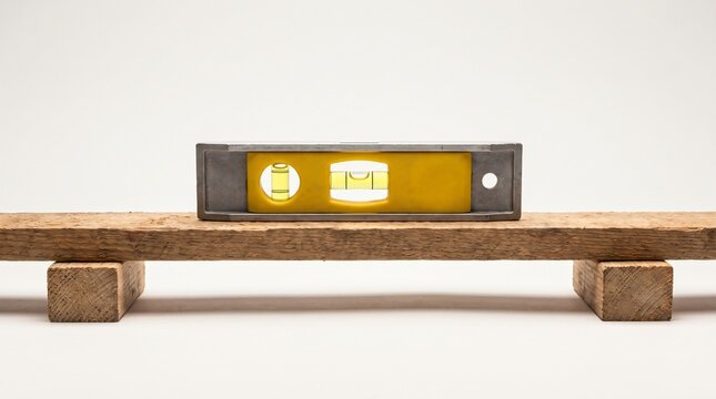 Spirit Level Bubble Sitting Dead Centre on a Plank as a Level Playing Field Metaphor
