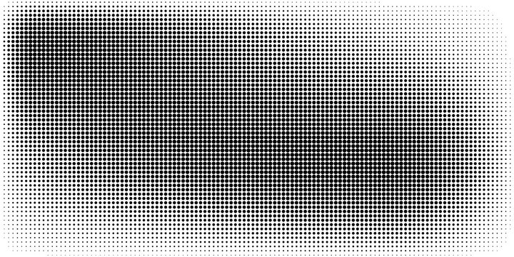 Dot grid pattern vector illustration. Simple black white point background with small and large polka dots. Abstract futuristic dotted mesh with gradient effect. Geometric minimal digital design.