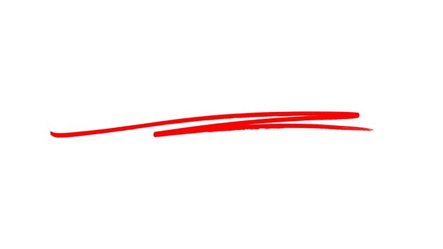 Red hand-drawn underline stroke animation, marker underline highlight graphic, text emphasis motion overlay