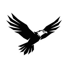 Fototapeta premium Eagle soaring in flight with expansive wingspan silhouette icon.