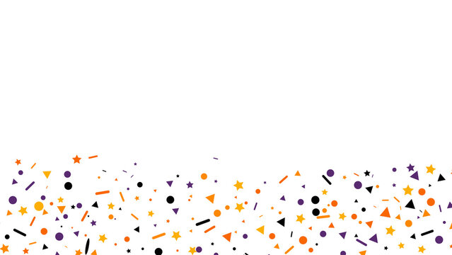 Halloween Confetti Border Background with Colorful Stars and Festive Decorative Elements