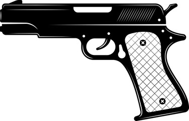 Fototapeta premium Vintage semi-automatic handgun firearm silhouette graphic illustration