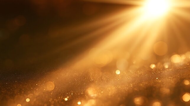 Golden Sun Light Rays with Warm Bokeh Effect from Top Left Corner Stock Illustration