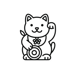 Fototapeta premium Japanese lucky cat with gold coin icon.