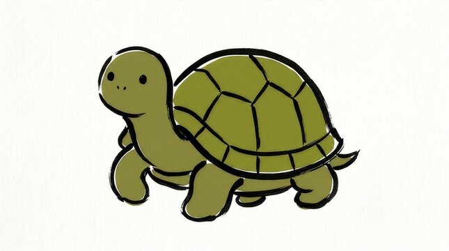 Sketch illustration of a green turtle on a white background