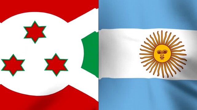 Waving national flags of Burundi and Argentina side by side concept