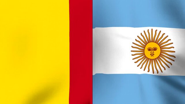 Waving national flags of Chad and Argentina side by side together