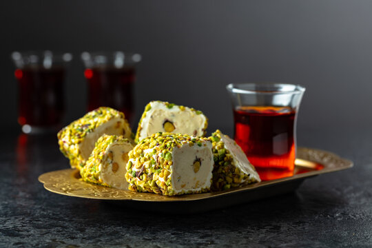 Traditional Turkish delights and black tea.