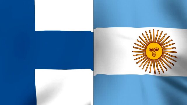 Waving national flags of Finland and Argentina side by side concept