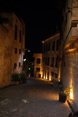 Fototapeta premium Street lamp, old stone buildings, Gaziantep Bey Neighborhood 
