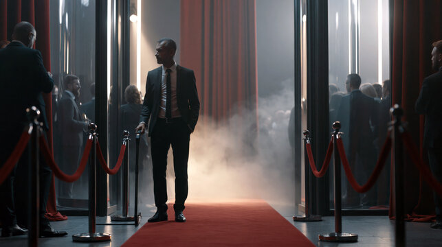 Professional bodyguard screening guests with a metal detector at a secure entrance during an exclusive event, demonstrating modern security procedures.