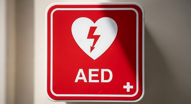 Automated external defibrillator emergency sign