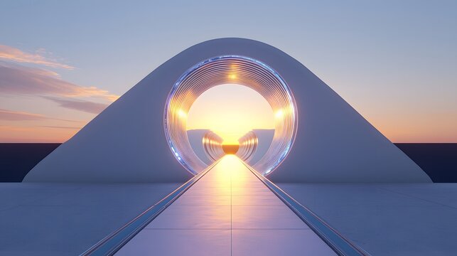 3d render of hyperloop tube representing global logistics and smart city...