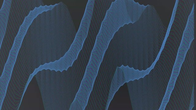 Abstract blue digital wave pattern with sharp peaks on dark grey background