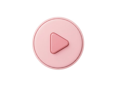 Matte pink play button icon isolated on transparent background