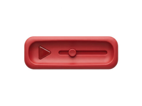Red horizontal slider control isolated on transparent background