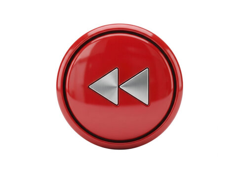 Red fast backward button icon isolated on transparent background