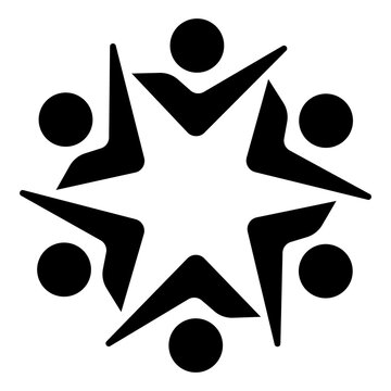 Abstract Circular Unity People Star Logo Vector Illustration with Transparent PNG Isolated