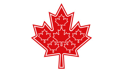 Fototapeta premium Canadian Maple Leaf Symbol with Multiple Red Maple Leaves, Canada National Emblem Icon