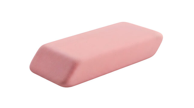 A pink rubber eraser isolated on transparent background