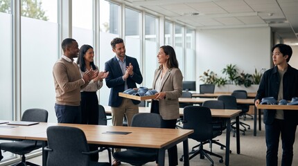 Fototapeta premium Overlooked contributor during office recognition applause