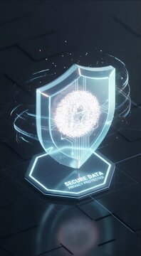 Digital Lock Encryption Access Secure Shield Privacy Protection Data Circuit Network Cyber Security Technology Interface Server Firewalls Authentication Defense Code Login Identity with Glowing