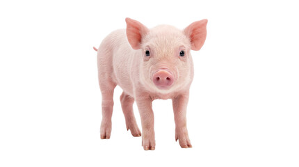 Young pink piglet standing facing forward on transparent background for farm livestock and animal themes. © Png ProTeam
