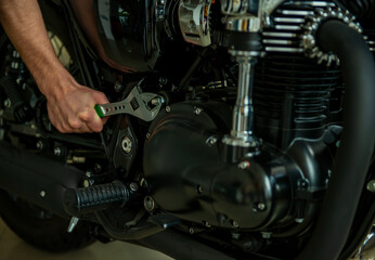 Fototapeta premium Motorcycle Engine Repair.