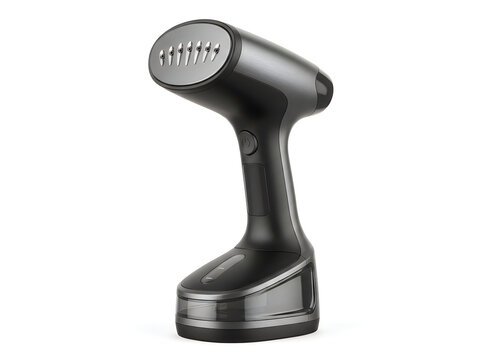 black handheld garment steamer portable clothes iron isolated on transparent background