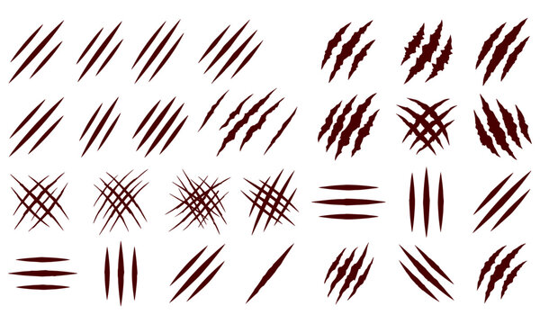 Animal claw scratches and slash marks vector set with scratches illustration halloween collection isolated background aggressive predator