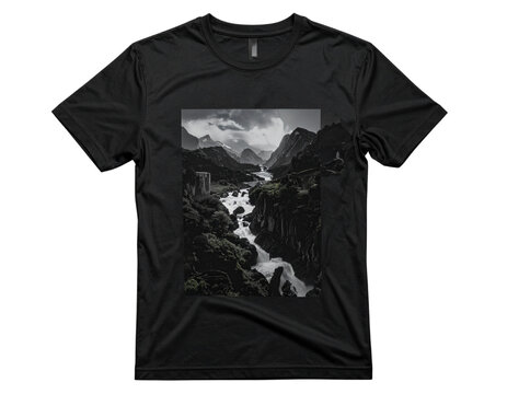 Minimal black t-shirt isolated PNG 