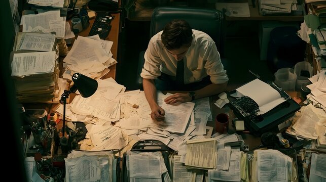 Working on documents and files in the office
