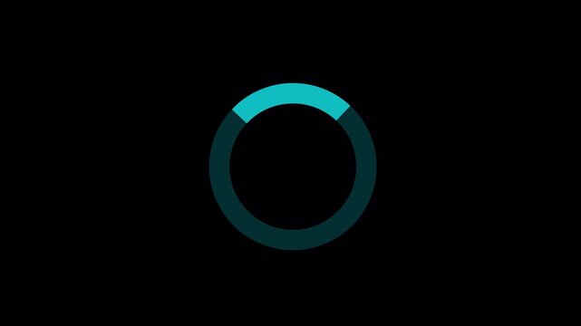 Abstract circular loading animation with cyan progress indicator on dark background.
