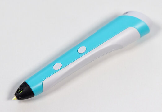 Modern Turquoise and White 3D Printing Pen on White Background