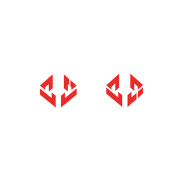 Red abstract geometric wing and bracket logo elements
