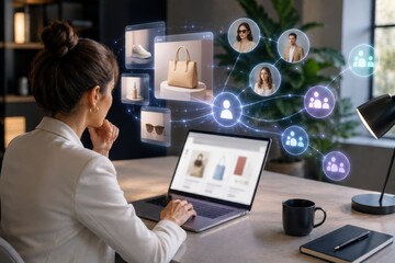 Obraz premium Ecommerce Marketer Analyzing AI Product Recommendations and Audiences