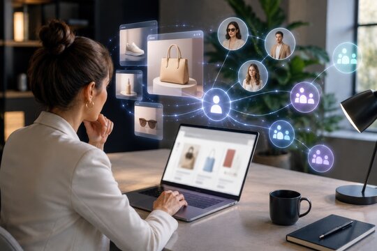 Ecommerce Marketer Analyzing AI Product Recommendations and Audiences