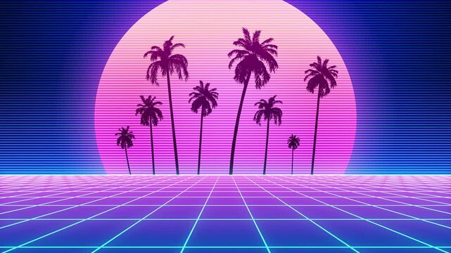 Synthwave retro background loop