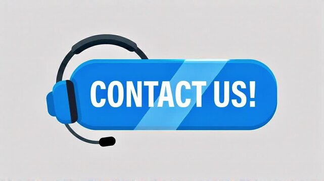 Contact us button with headset icon isolated on neutral gray background for customer service.