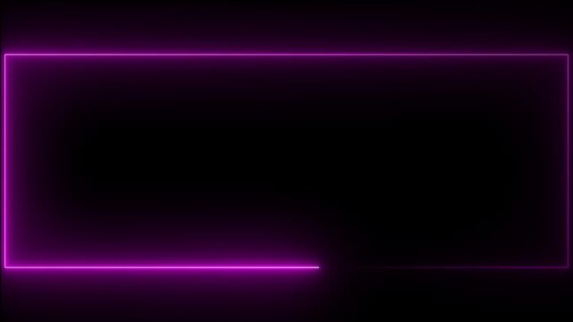Abstract glowing neon light rectangle frame animation on black background 4k animation video.