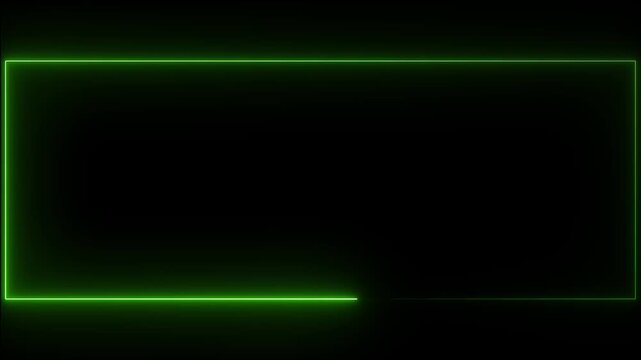 Abstract glowing neon light rectangle frame animation on black background 4k animation video.