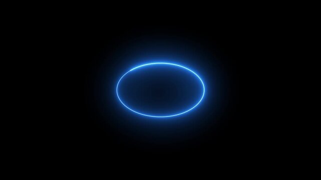 glowing neon oval circle frame light flicker loopable 4k alpha channel.