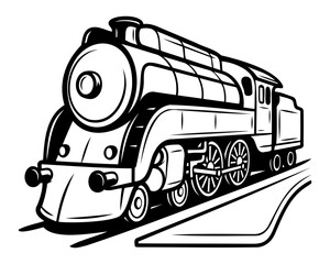 Vintage steam locomotive pulling passenger train on tracks © MSTMARUFA