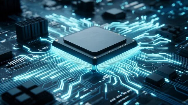 Luminous cpu transmitting data on circuit board